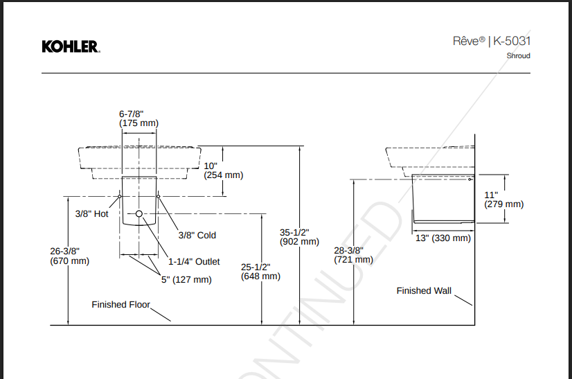Kohler K-5031-0 Reve Suite Plumbing Shroud - White